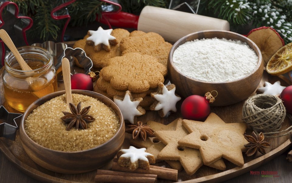 Christmas Baking Gingerbread Cookies And Ingredients