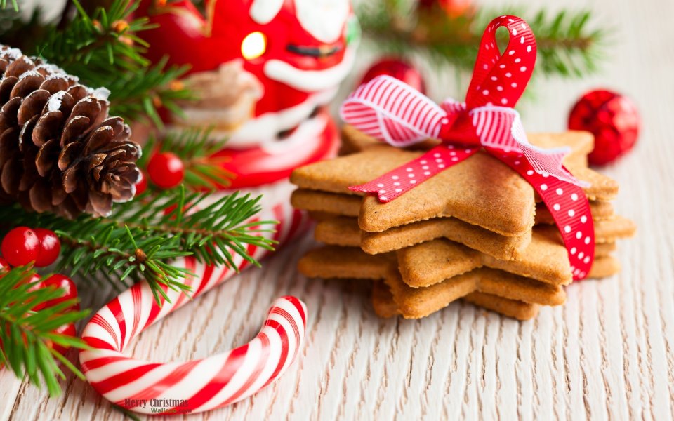 Festive Christmas Cookies And Candy Cane