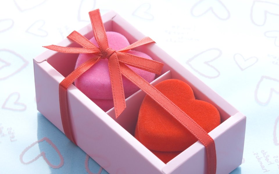 Pink Box Red Pink Heart Plush Toys