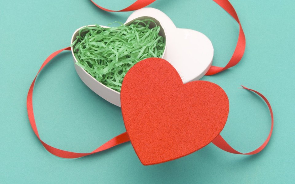 White Heart Gift Box With Red Ribbon
