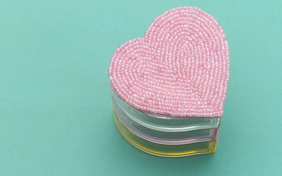 Pink Beaded Heart Jewelry Box