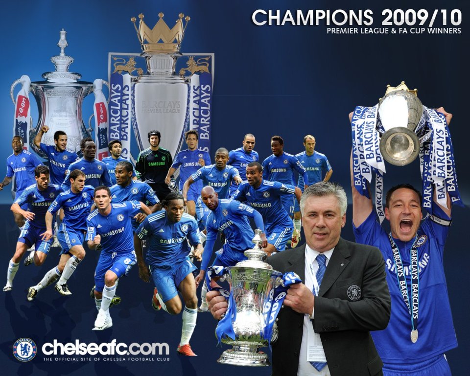 2009/10赛季切尔西英超足总杯双冠王纪念海报