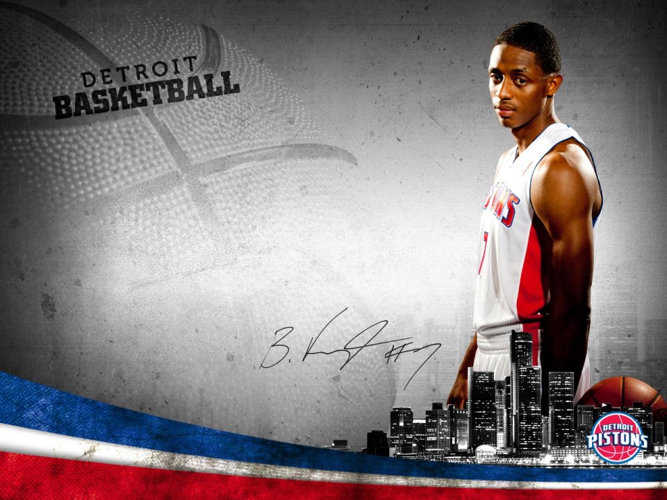 Detroit Pistons Basketball Player City Skyline