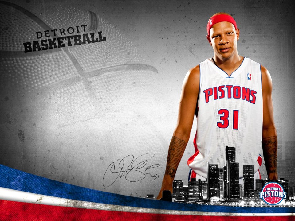 Detroit Pistons 31 Player City Skyline Sports Poster