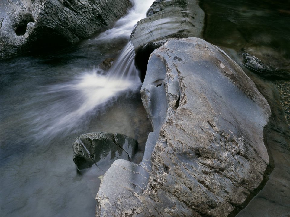Waterfall Rock Formations Little Pigeon River Great Smoky Mountains Tennessee