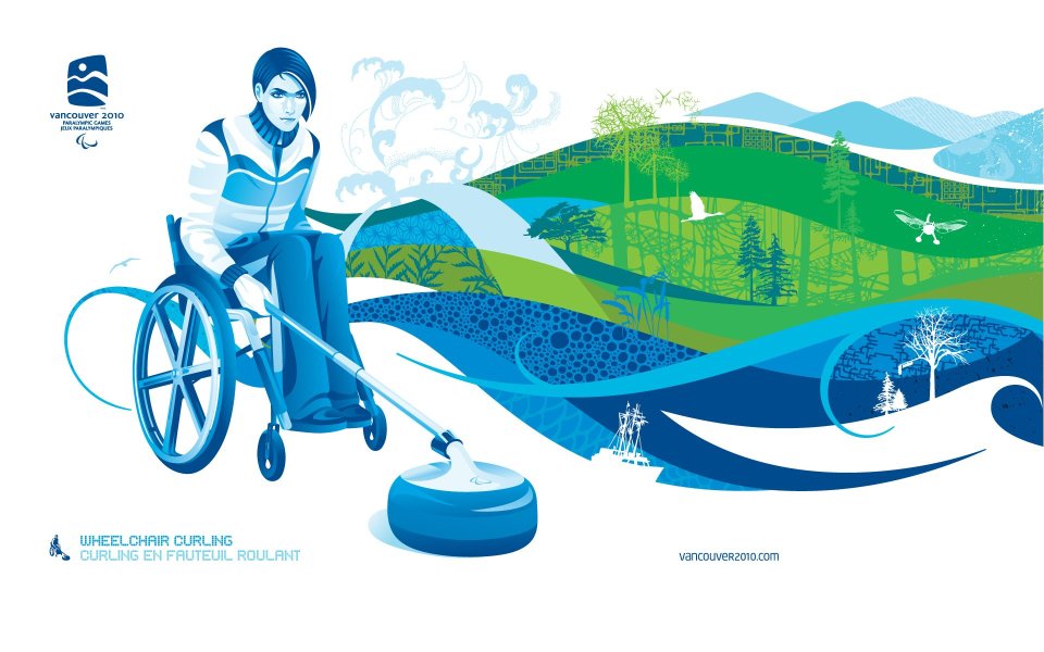 Vancouver 2010 Winter Paralympics Wheelchair Curling Illustration