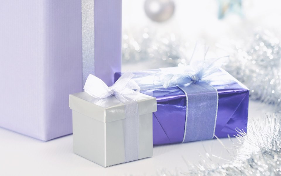 Purple And Silver Gift Box Closeup