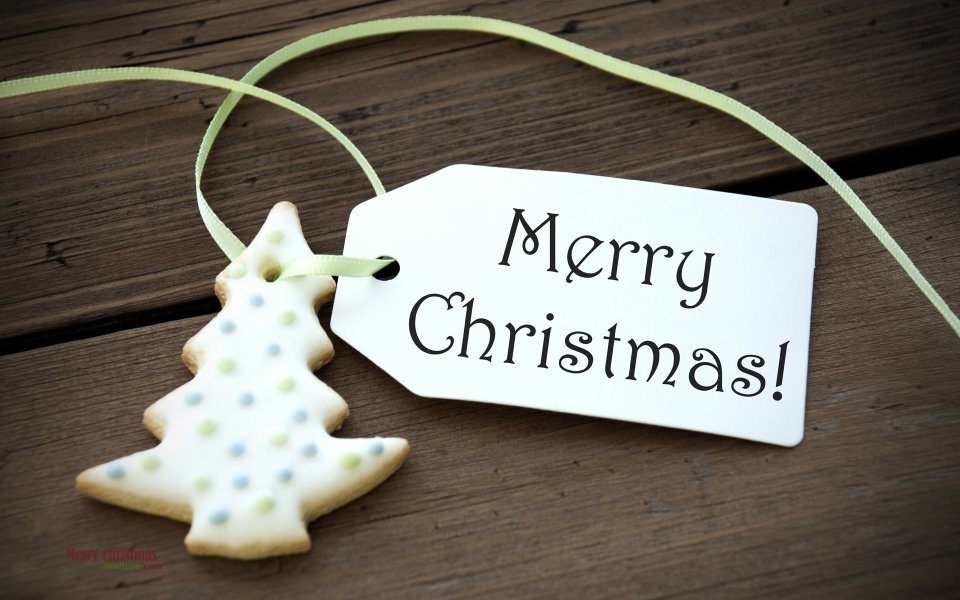Christmas Tree Cookie With Merry Christmas Tag