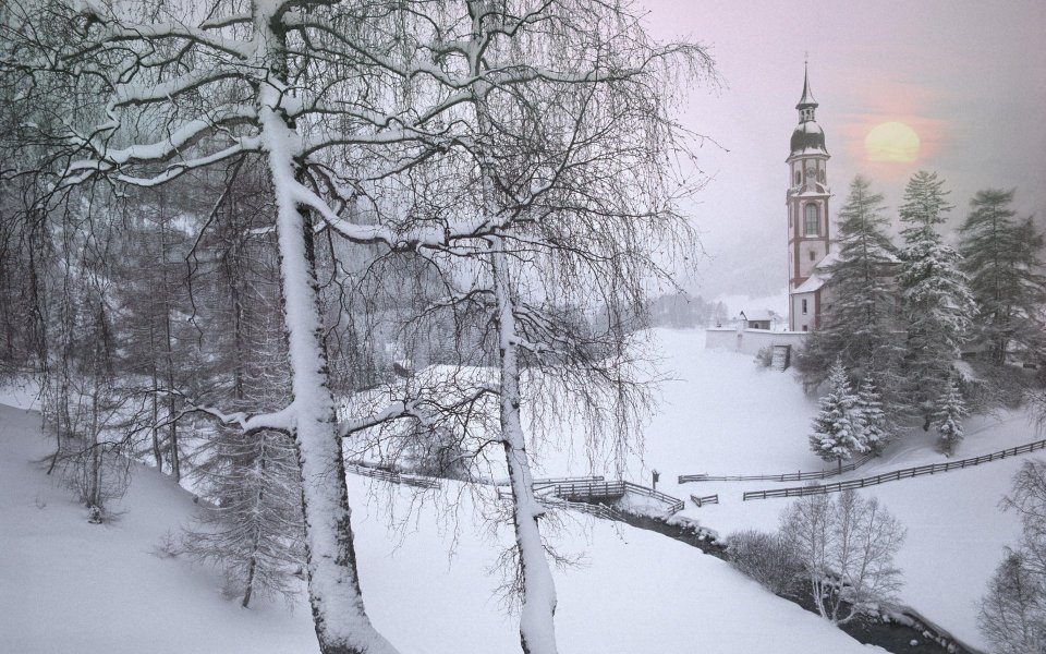 Winter Snow Church Tirol Austria