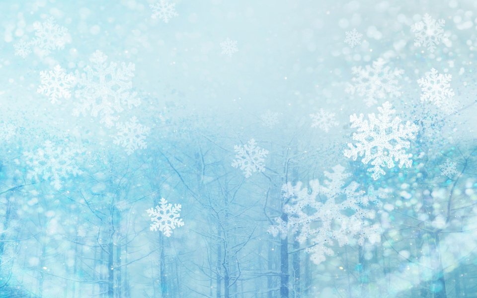 Dreamy Blue Winter Forest Snowfall Background