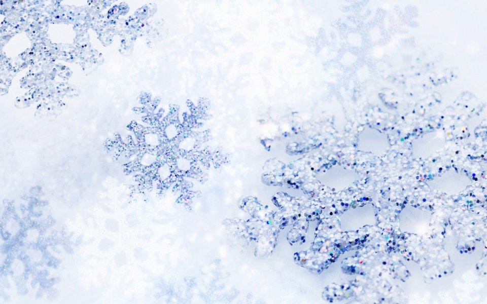 Dreamy Blue Glitter Snowflake Macro Wallpaper