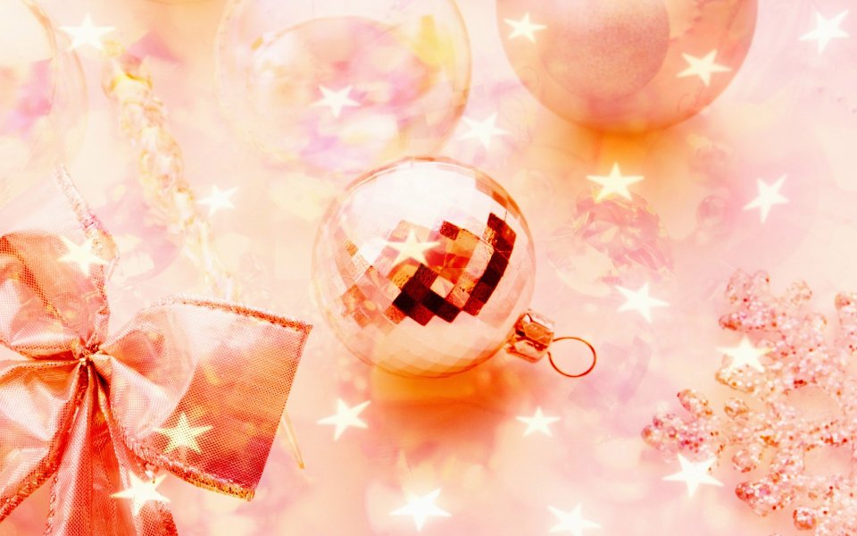 Dreamy Pink Christmas Decorations Closeup