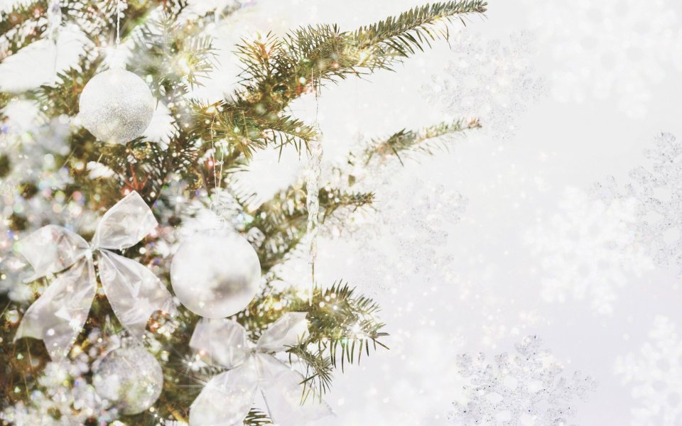 Beautiful White Christmas Tree Snowflake Background