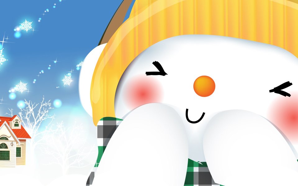 Cute Cartoon Snowman Winter Illustration