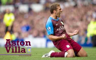 Aston Villa Football Player Celebrate Goal Premier League