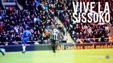 纽卡斯尔联队球员西索科庆祝进球场景