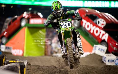 Motocross Rider Broc Tickle Racing On Dirt Track