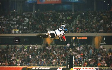 Dallas Supercross Motocross Rider C Reed Mid Air Jump