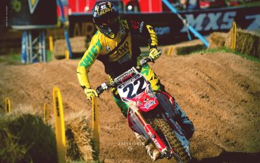 22 Number Motocross Rider Racing On Freestone Track