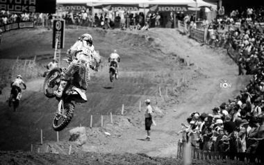Motocross Race Track Black And White Dynamic Moment
