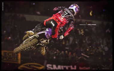 James Stewart Motocross Rider Jumping Indoor Arena