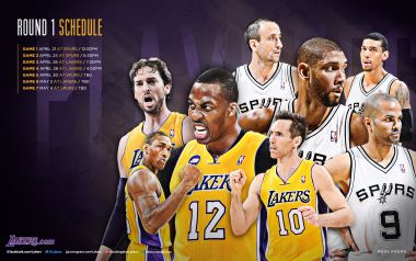 NBA湖人VS马刺季后赛首轮赛程宣传海报