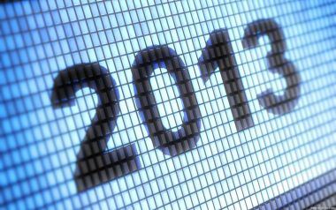 2013 Blue Pixel Grid Number Closeup