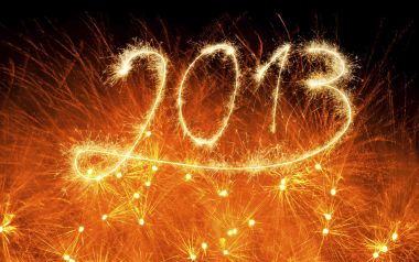 璀璨金色烟花光绘数字2013新年庆祝背景