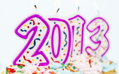 2013年生日蜡烛与奶油蛋糕特写