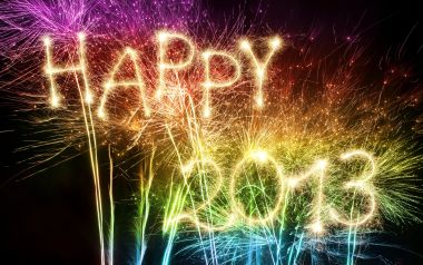 璀璨烟花光绘「Happy 2013」新年快乐庆祝背景