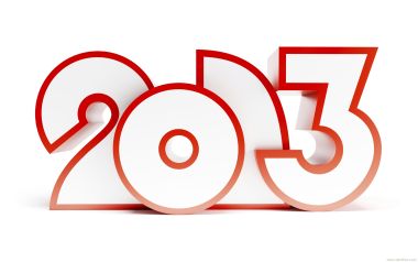 红色描边立体数字2013新年壁纸