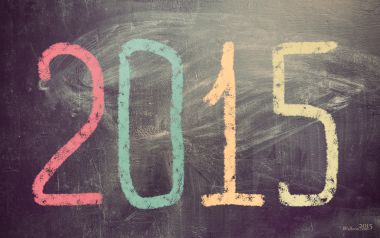 复古黑板上的多彩粉笔字2015新年庆祝