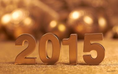 金色数字2015新年庆祝微距摄影