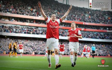 Arsenal Football Club Match Celebration Scene 2011 02 12 Premier League Vs Wolves