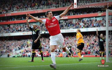 Arsenal Player Celebrating Goal At Emirates Stadium