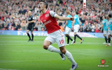 Arsenal Player Celebrates Goal In Premier League Match