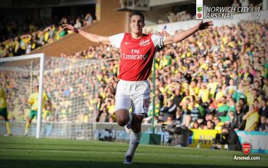 Arsenal Player Celebrates Goal Norwich City 2011