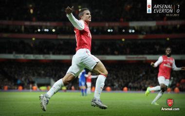 Arsenal Player Celebrating Goal At Emirates Stadium Vs Everton 10.12.2011