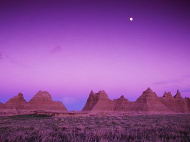 Badlands National Park Dusk Moon