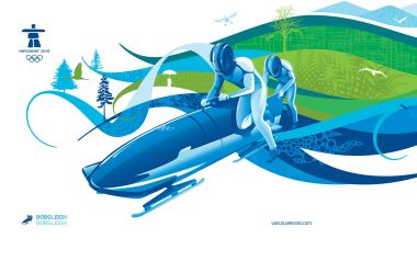 2010温哥华冬奥会有舵雪橇项目官方宣传插画