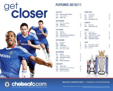 Chelsea FC 2010 11 Premier League Fixtures Official Poster