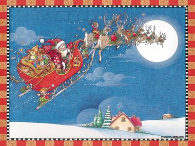 Santa Sleigh Moonlight Night Wallpaper