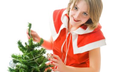 Christmas Girl Decorating Tree