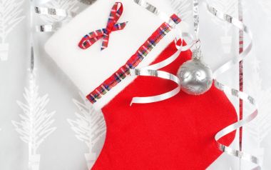 Red Christmas Stocking Silver Ornament Decoration