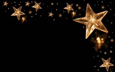 Golden Crystal Stars On Black Background