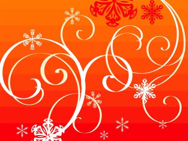 Christmas Orange Background With White Snowflakes