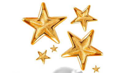 Golden Glitter Stars White Background