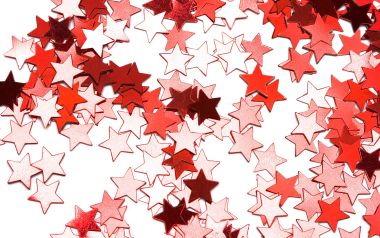 Red And White Star Confetti On White Background