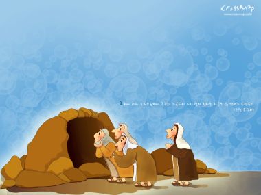 Cartoon Style Illustration Of Empty Tomb And Resurrection
