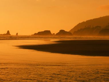 Golden Coastal Sunset Scenery